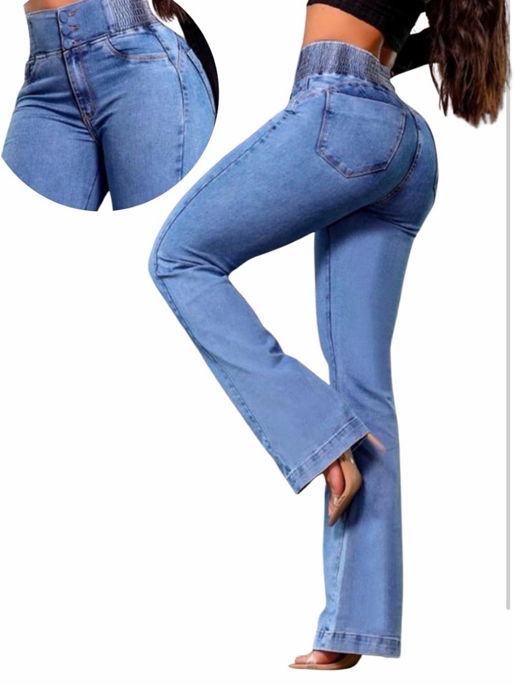 ECHOINE High-Waist Tummy Control Bootcut Button fly Butt lifting XL Jeans NWT - Picture 2 of 14